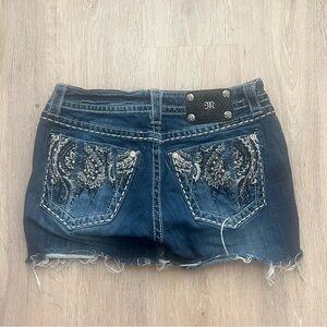 Miss Me Rhinestone Embellished Denim Shorts Women’s 30 Blue Jean Shorts JP5774B